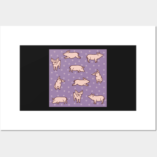 Plum Violet Pigs Posters and Art